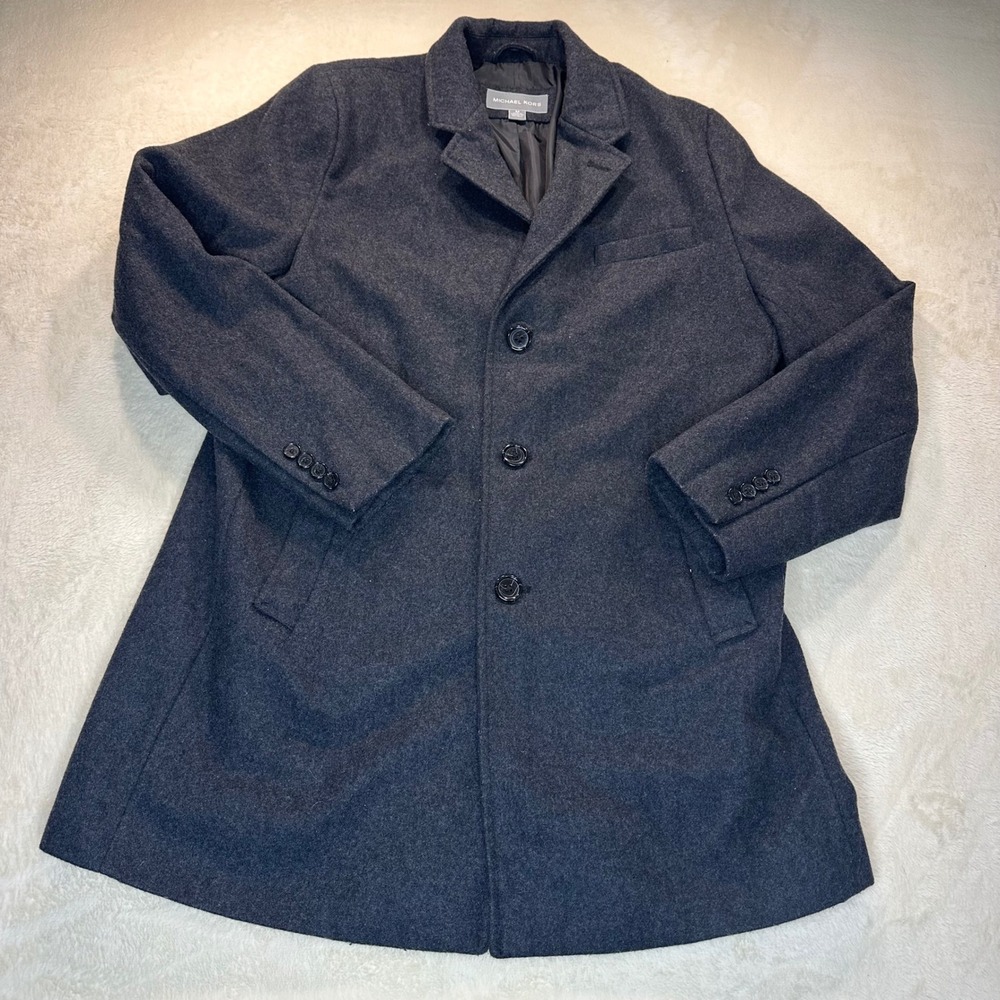 Michael Kors Mens Charcoal Gray Wool Blend Car Coat Overcoat Size M RN121545